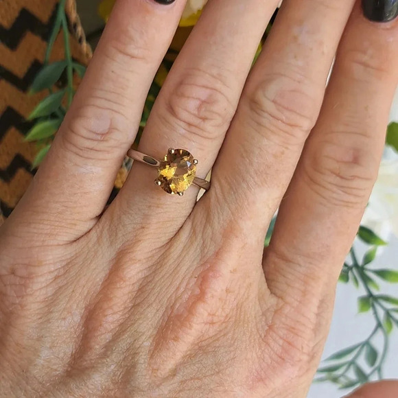 Golden Scapolite Solitaire Ring In 925 Sterling Silver. - Picture 3 of 6